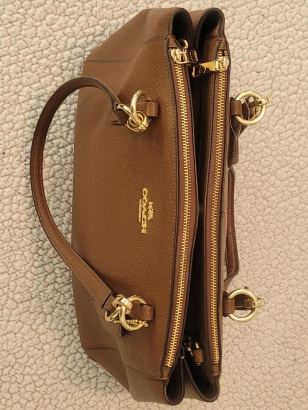 Coach Small Christie Carryall in Cross-Grain Leather Color is "Saddle 2" NWT - Picture 6 of 12